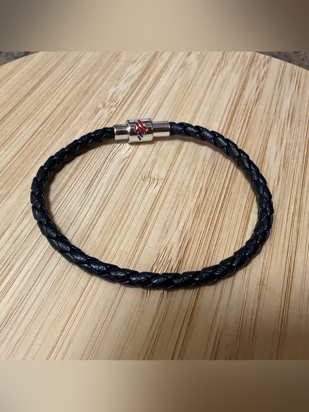 Fifa World Cup Black Braided Leather Men's Bracelet with Silver Clasp